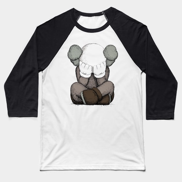 Crying KAWS Baseball T-Shirt by fun stuff, dumb stuff